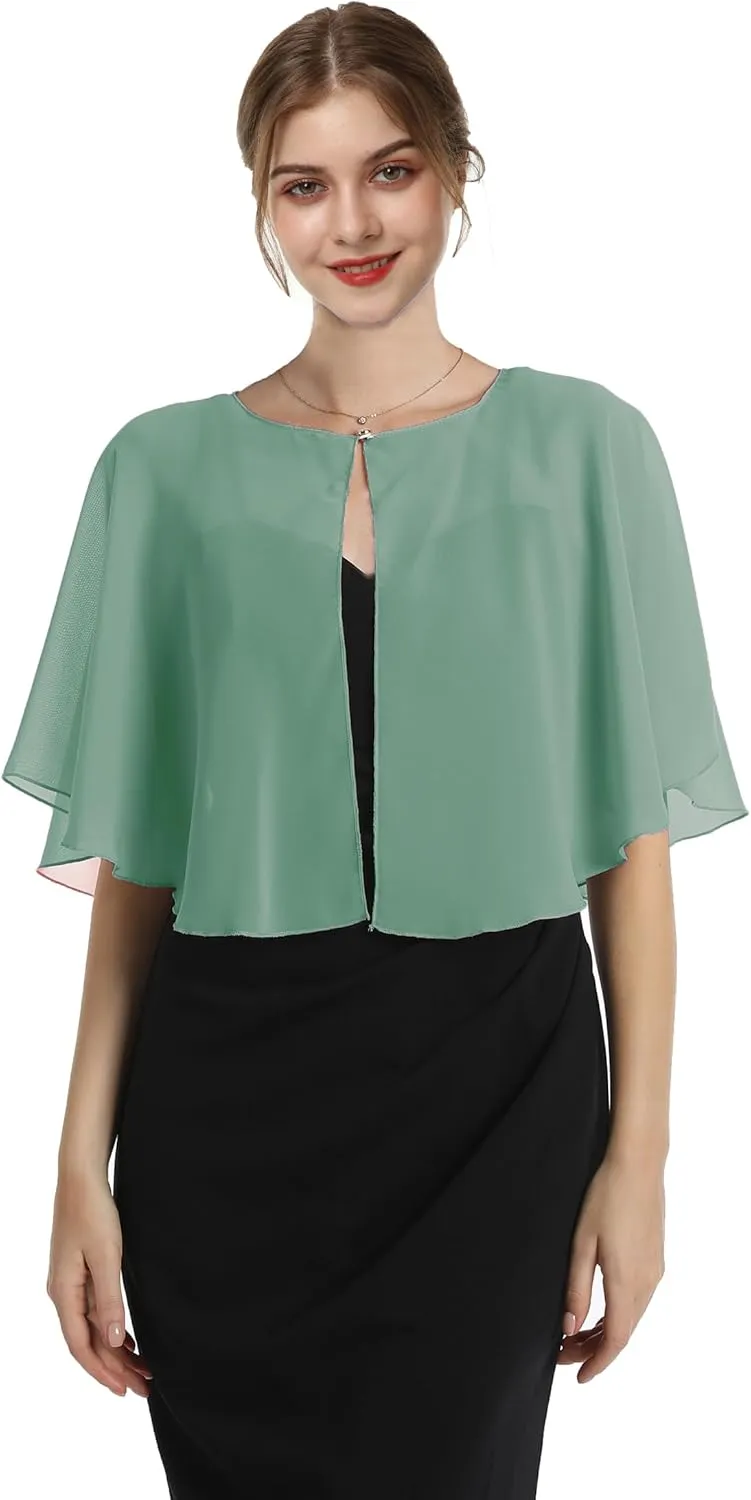 Baoqiya Capelets for women Chiffon Cape Soft Shawls and Wraps Wedding Capes 1920s flapper Cover Up