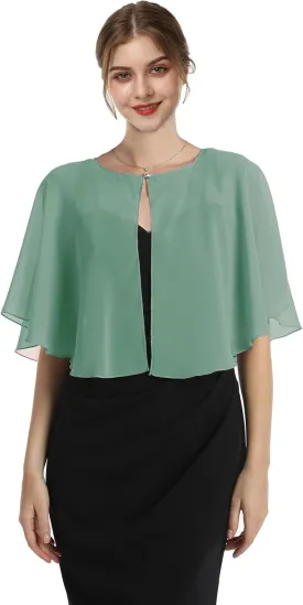 Baoqiya Capelets for women Chiffon Cape Soft Shawls and Wraps Wedding Capes 1920s flapper Cover Up