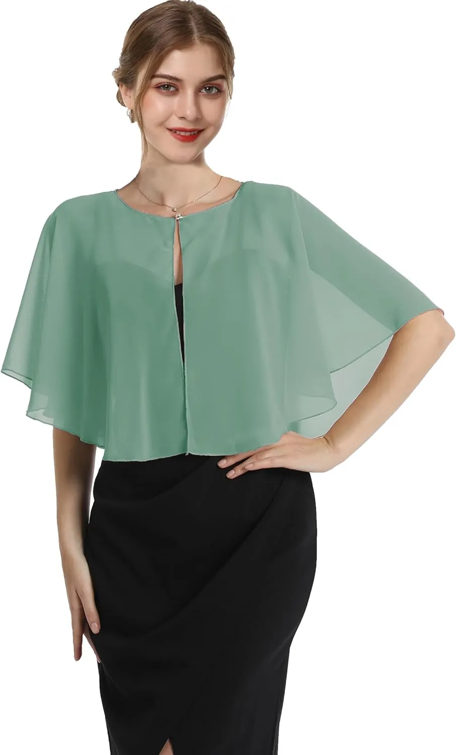 Baoqiya Capelets for women Chiffon Cape Soft Shawls and Wraps Wedding Capes 1920s flapper Cover Up