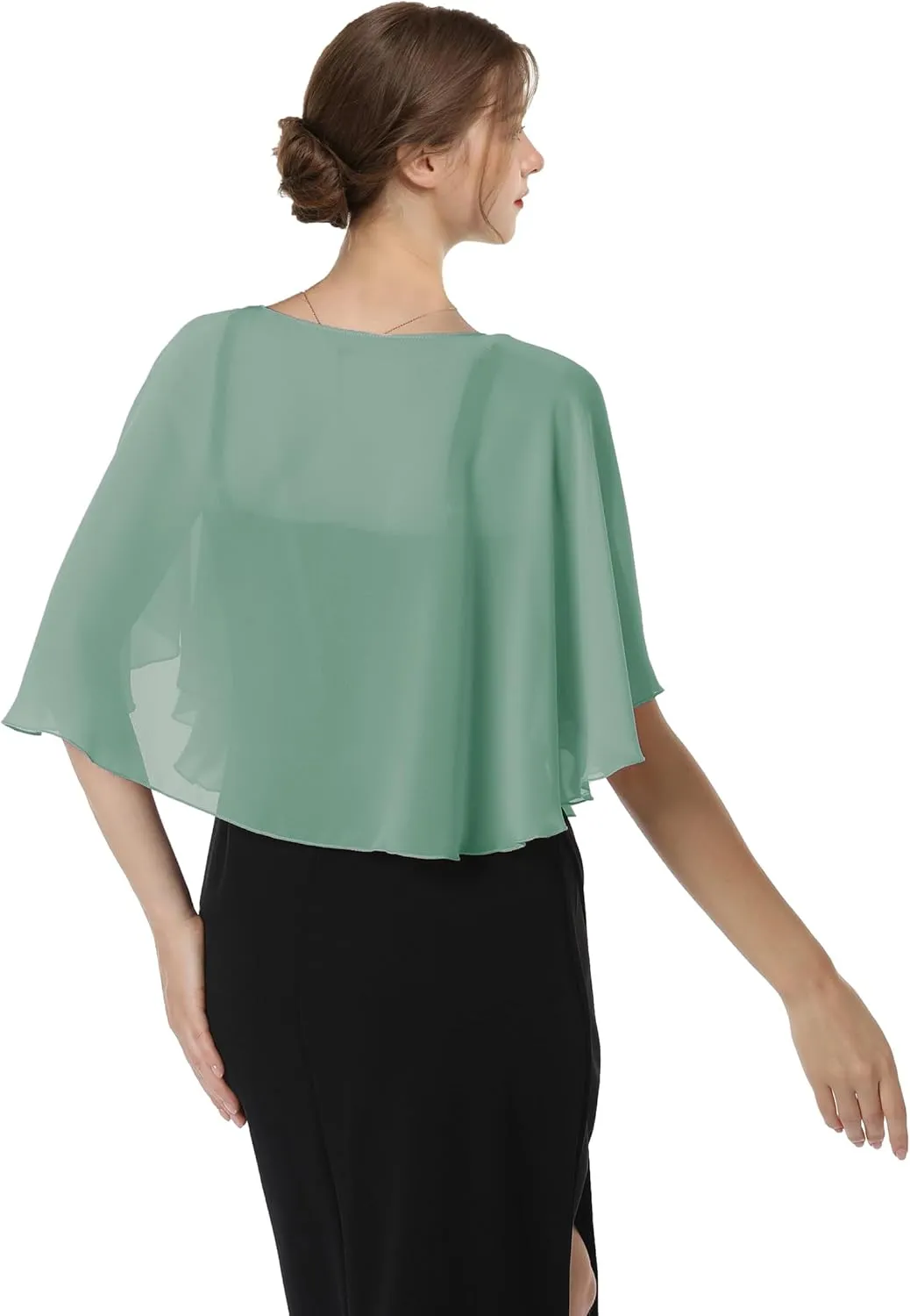 Baoqiya Capelets for women Chiffon Cape Soft Shawls and Wraps Wedding Capes 1920s flapper Cover Up