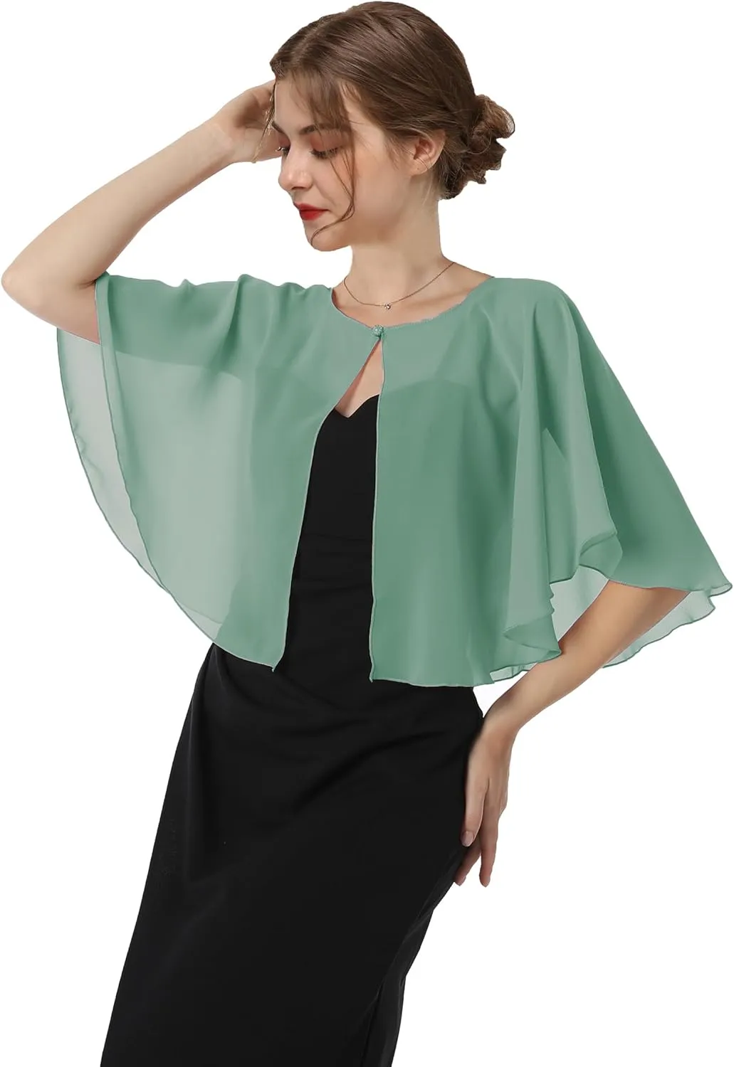 Baoqiya Capelets for women Chiffon Cape Soft Shawls and Wraps Wedding Capes 1920s flapper Cover Up
