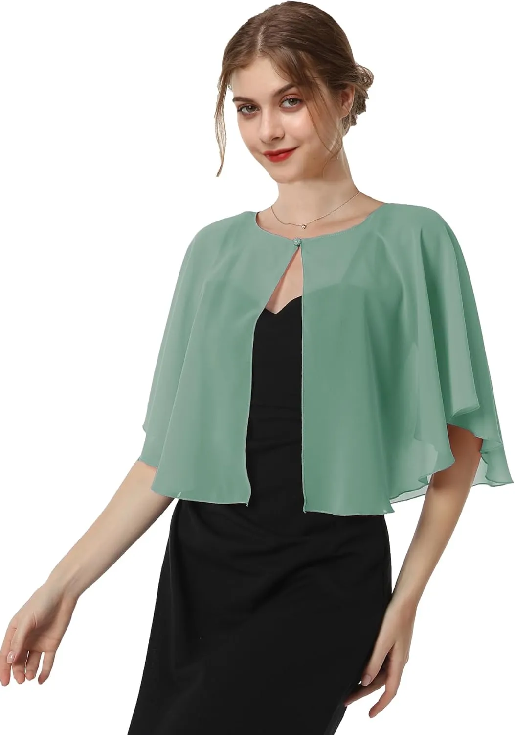 Baoqiya Capelets for women Chiffon Cape Soft Shawls and Wraps Wedding Capes 1920s flapper Cover Up
