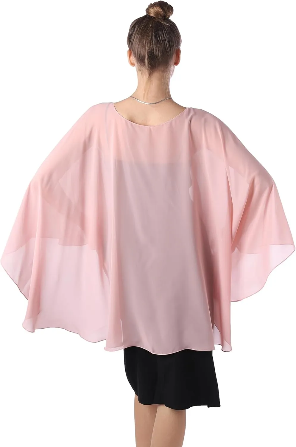 Baoqiya Chiffon Capes Sheer Capelets Long Cape Poncho For Women Plus Size