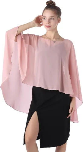 Baoqiya Chiffon Capes Sheer Capelets Long Cape Poncho For Women Plus Size