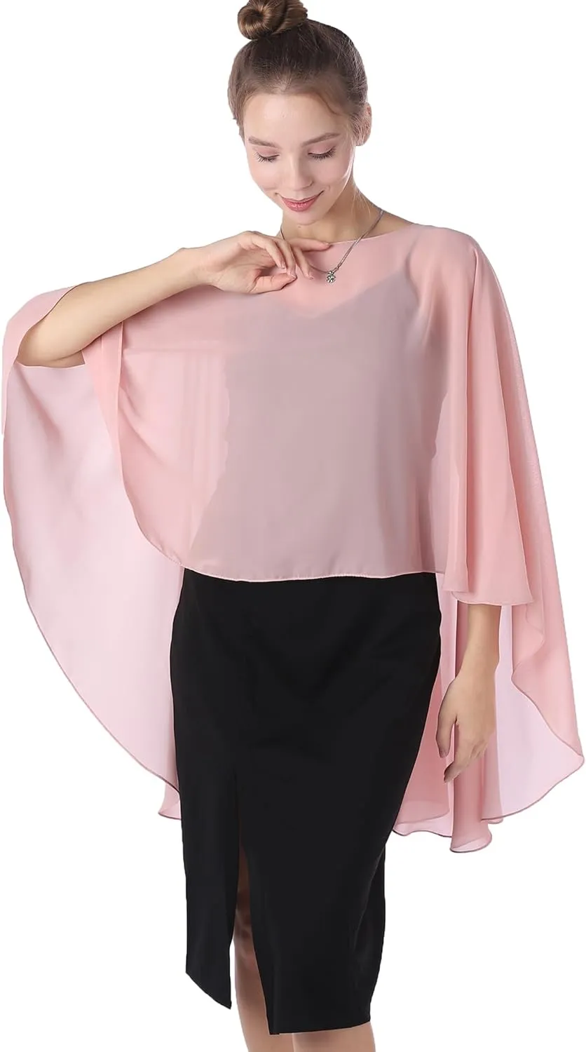 Baoqiya Chiffon Capes Sheer Capelets Long Cape Poncho For Women Plus Size