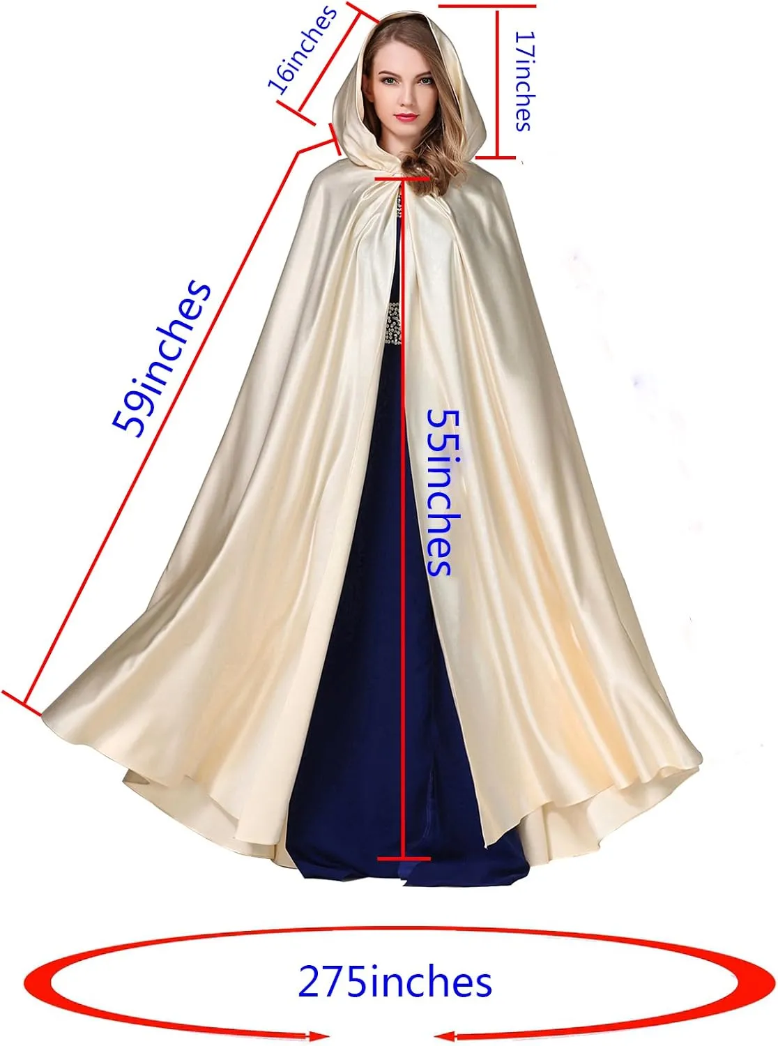 BEAUTELICATE Women's Wedding Hooded Cape Bridal Cloak Poncho Full Length