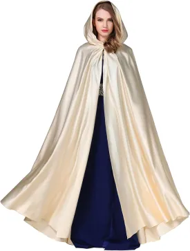 BEAUTELICATE Women's Wedding Hooded Cape Bridal Cloak Poncho Full Length