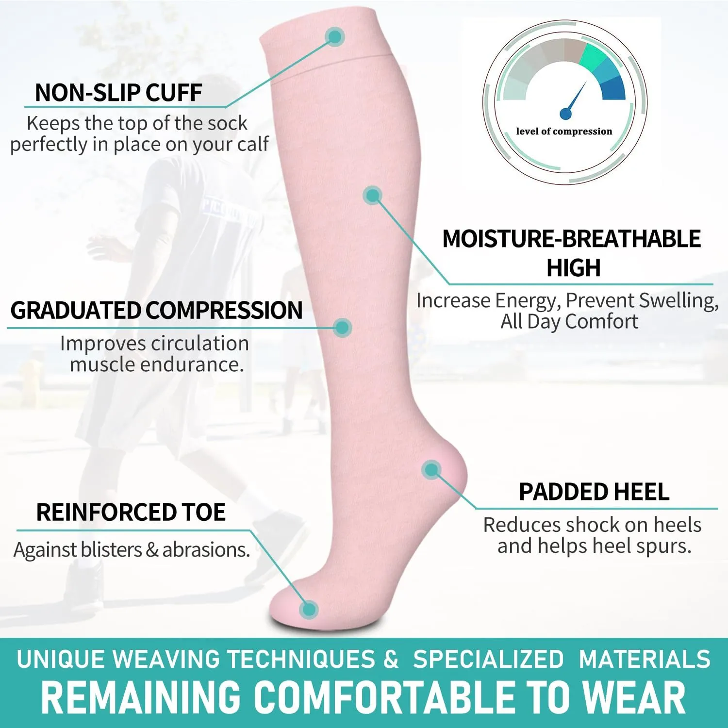 Bluemaple 4 Pack Compression Socks for Women and Men -Best Support for Medical,Running,Nursing,Athletic