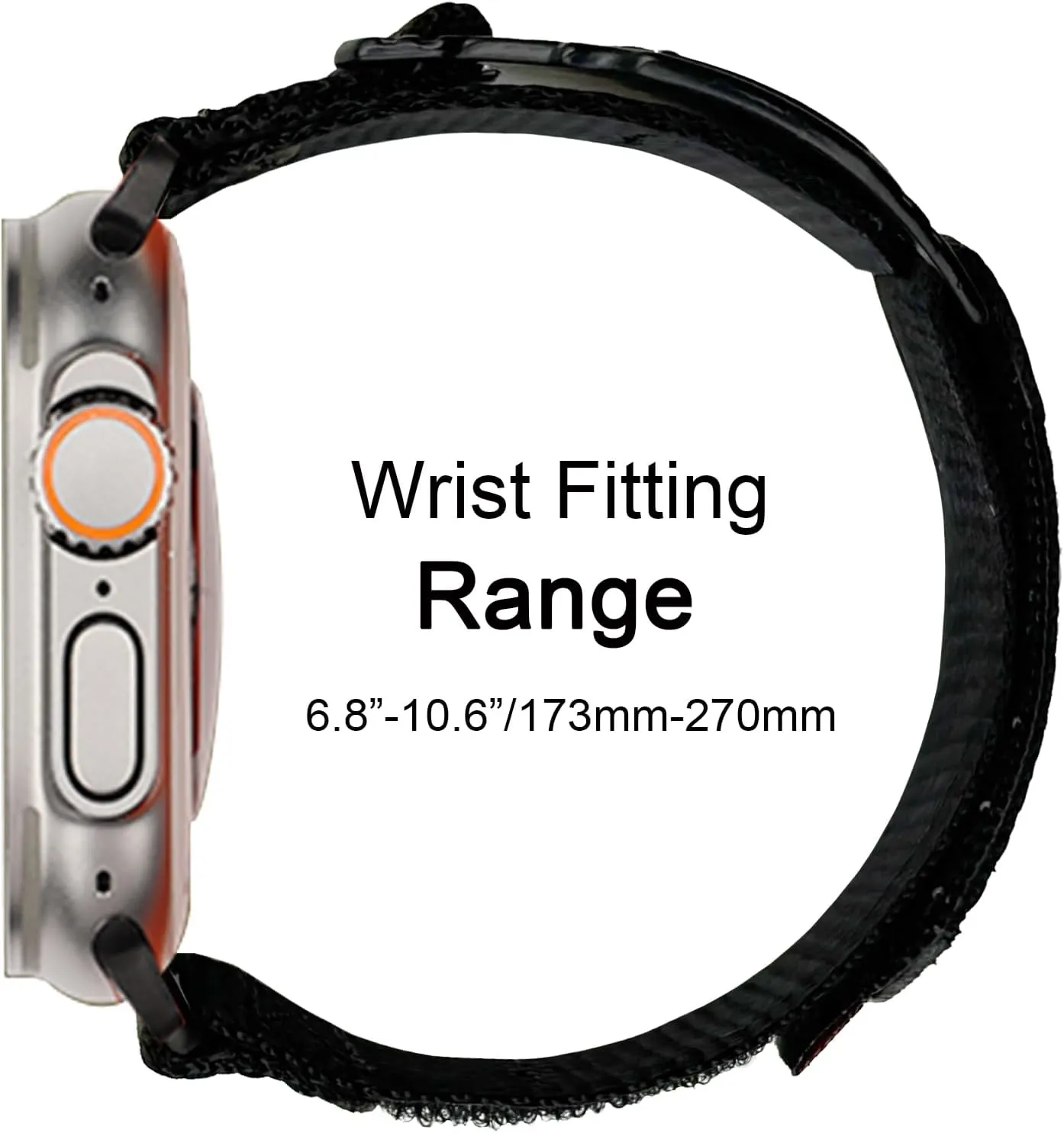 BooGoo Sport Band Breathable Wristband: Tactical Nylon Replacement Strap for Apple Watch Band Series 10/9/8/7/6, SE, Ultra (46/44/45/49mm L, Black)