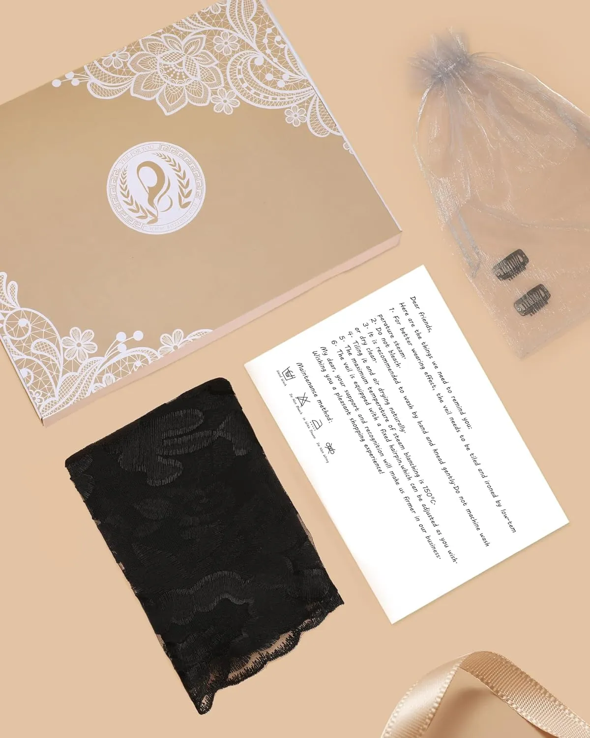 Bozidol Cross Religious Lace Veil- Catholic Embroidered Cross and Shell Creative Design Religious Ladies Prayer Lace Veil