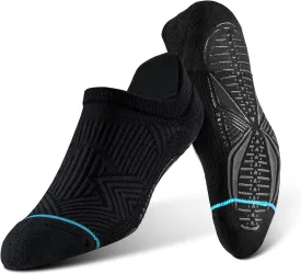 BRISIRA Bamboo Viscose Non Slip Pilates Socks Men Women No Show Grip Compression Thick Cushion Yoga Barre Grippy Ankle