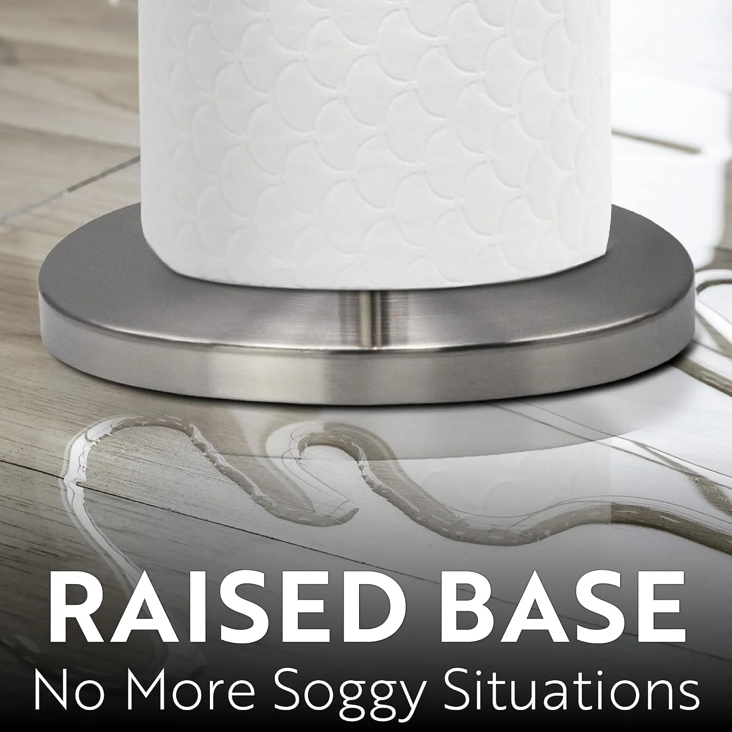 BROOKSTONE, Minimalist Chrome Toilet Paper Holder with Dispenser, Freestanding Bathroom Tissue Organizer, Minimal Storage Solution, Stylish Design, Holds 3-4 Extra Large Rolls