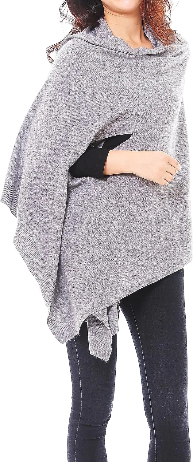 BRUCERIVER Women's Wool Blended Versatile Multi Style Long Knit Poncho Shawls