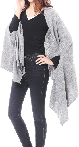BRUCERIVER Women's Wool Blended Versatile Multi Style Long Knit Poncho Shawls