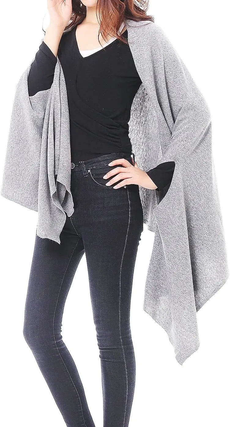 BRUCERIVER Women's Wool Blended Versatile Multi Style Long Knit Poncho Shawls