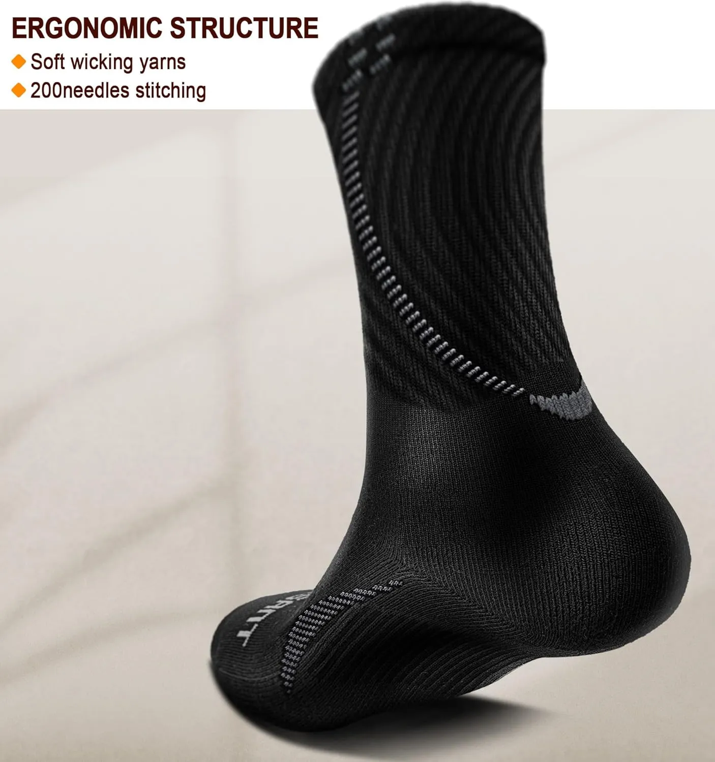 BULLIANT Men Socks, Athletic Compression Crew Socks Cushioned for Men Running Sports Hiking Fishing Arch Support