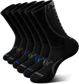 BULLIANT Men Socks, Athletic Compression Crew Socks Cushioned for Men Running Sports Hiking Fishing Arch Support