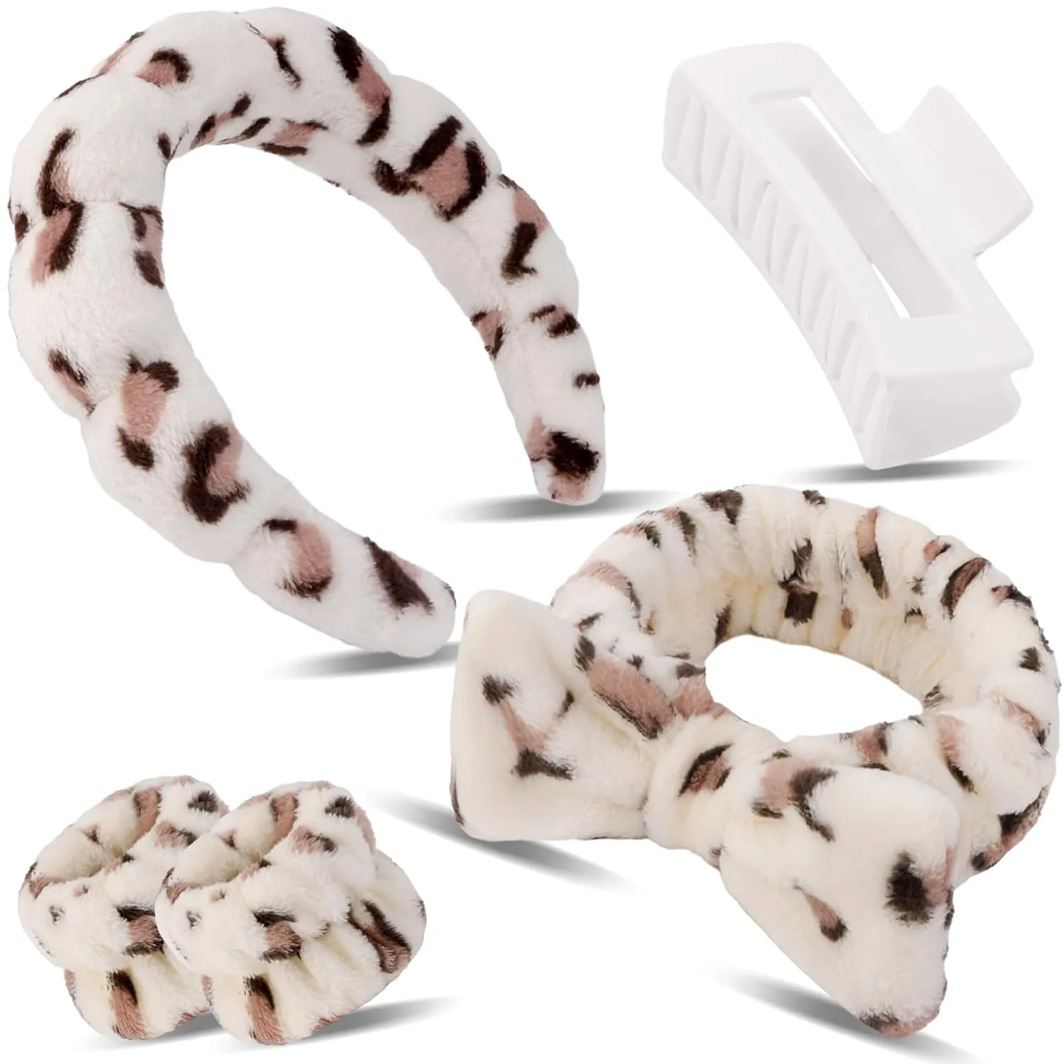 Canitor Spa Wrist Bands Set with Hair Clips Skincare Non Slip Puffy Terry Cloth Makeup Headband Cute Women Teen Girls Gifts Trendy Stuff Hair Accessories