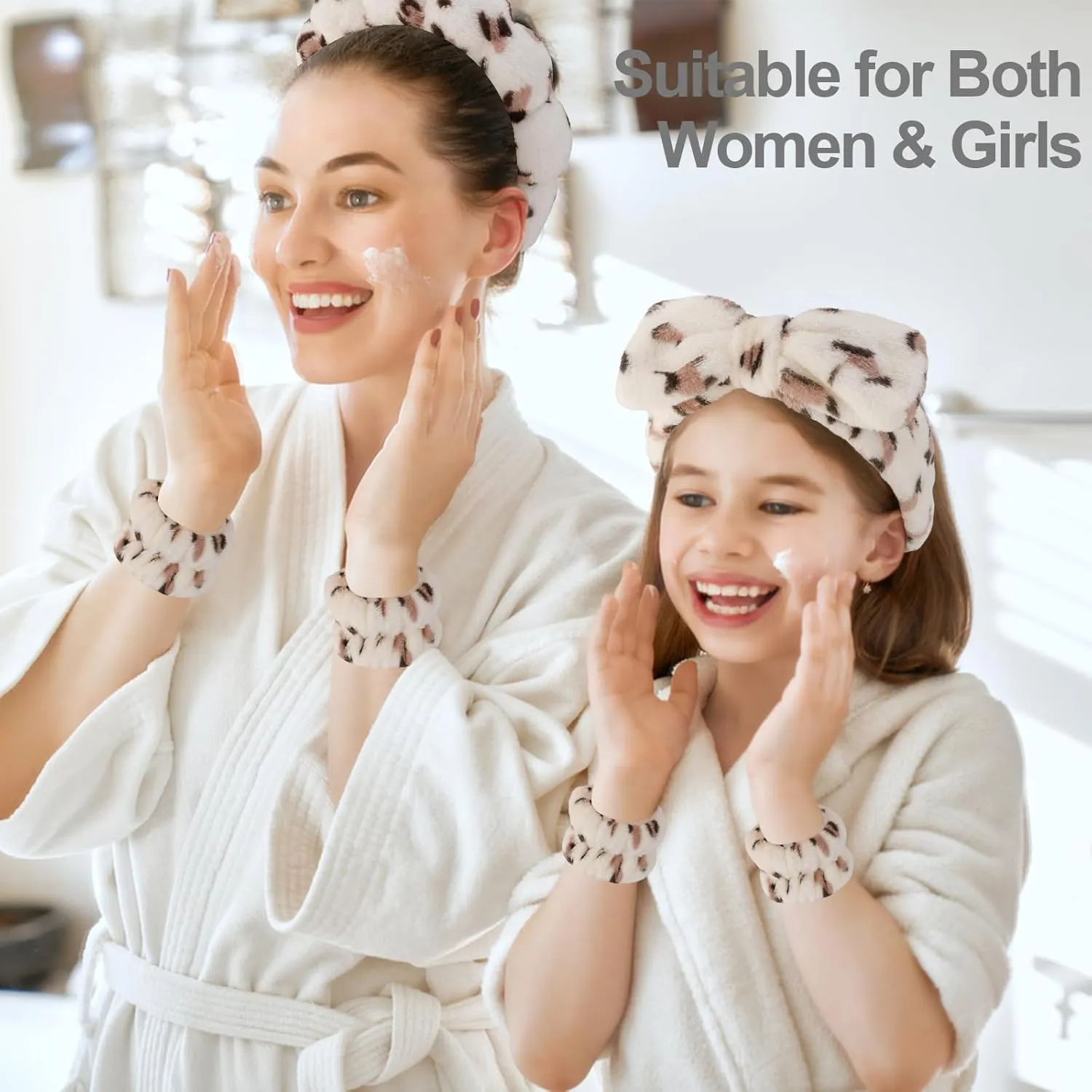 Canitor Spa Wrist Bands Set with Hair Clips Skincare Non Slip Puffy Terry Cloth Makeup Headband Cute Women Teen Girls Gifts Trendy Stuff Hair Accessories