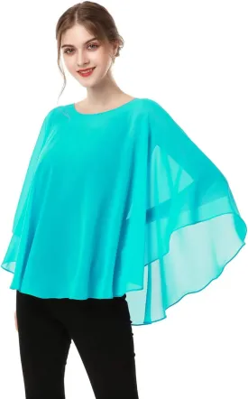 Capes for Womens Casual chiffon shawl Casual Chiffon Cape Sheer cape shawls and wraps Poncho Capelets Cover Up