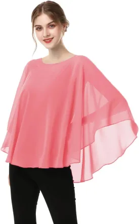 Capes for Womens Casual chiffon shawl Casual Chiffon Cape Sheer cape shawls and wraps Poncho Capelets Cover Up