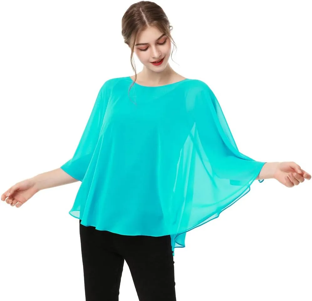 Capes for Womens Casual chiffon shawl Casual Chiffon Cape Sheer cape shawls and wraps Poncho Capelets Cover Up