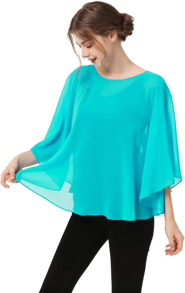 Capes for Womens Casual chiffon shawl Casual Chiffon Cape Sheer cape shawls and wraps Poncho Capelets Cover Up