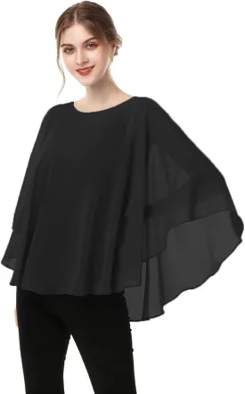 Capes for Womens Casual chiffon shawl Casual Chiffon Cape Sheer cape shawls and wraps Poncho Capelets Cover Up