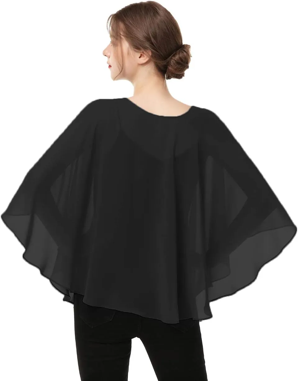 Capes for Womens Casual chiffon shawl Casual Chiffon Cape Sheer cape shawls and wraps Poncho Capelets Cover Up