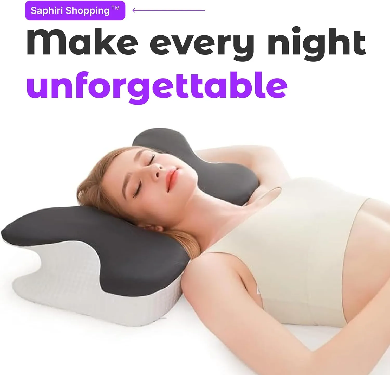 Cervical Neck Support Pillow for Cozy Sleeping Ergonomic Memory Foam Pillows Orthopedic Contour Shoulder Pain Relief Pillows Side Back Stomach Sleeper Bed Pillowcases (Grey, 61.5 * 34 * 13cm)