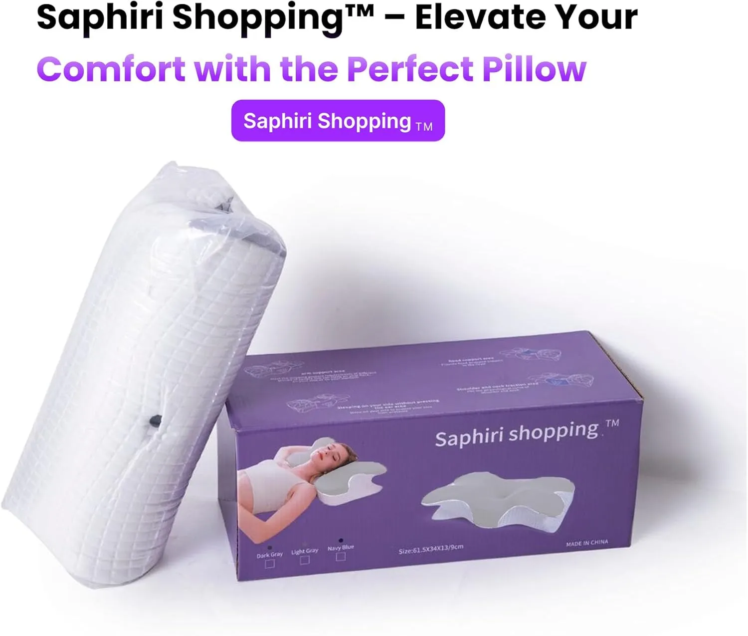 Cervical Neck Support Pillow for Cozy Sleeping Ergonomic Memory Foam Pillows Orthopedic Contour Shoulder Pain Relief Pillows Side Back Stomach Sleeper Bed Pillowcases (Light Grey, 61.5 * 34 * 13cm)