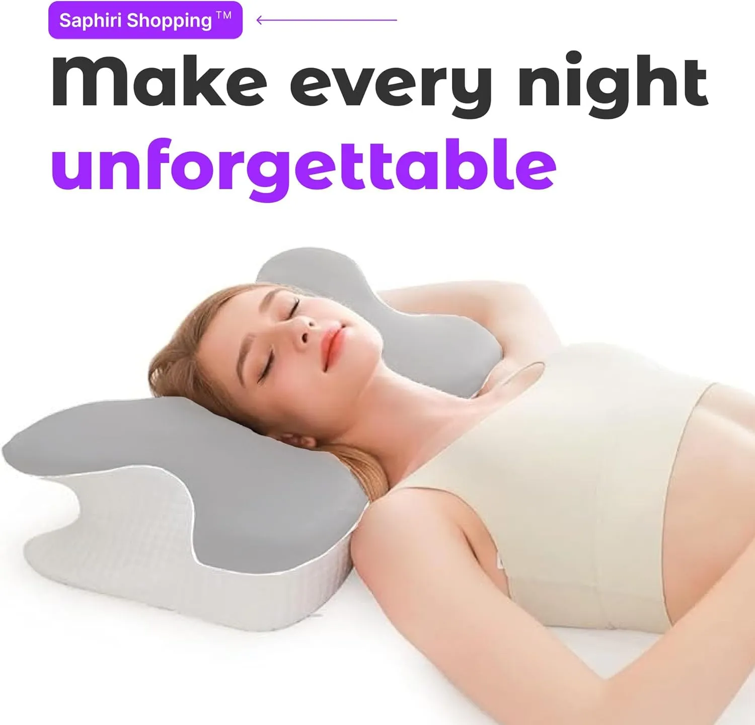 Cervical Neck Support Pillow for Cozy Sleeping Ergonomic Memory Foam Pillows Orthopedic Contour Shoulder Pain Relief Pillows Side Back Stomach Sleeper Bed Pillowcases (Light Grey, 61.5 * 34 * 13cm)