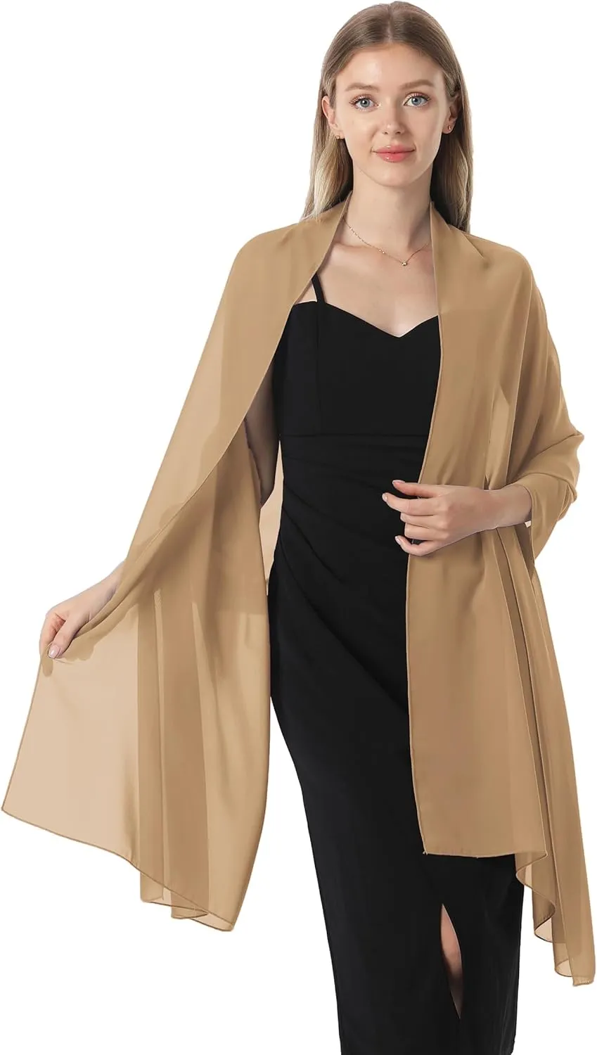 Chiffon Shawls and Wraps for Evening Dresses Women Elegant Soft Scarf Bridal Scarve Wedding Stole
