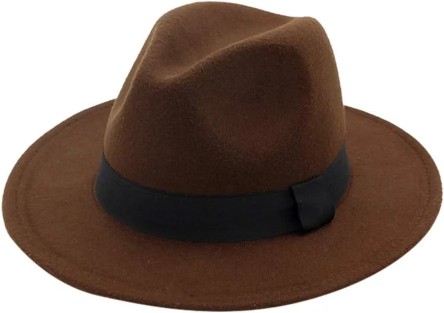 Classic Wide Brim Fedora Hats for Women Men Fedora Hat with Belt Buckle Panama Hat for Women Men