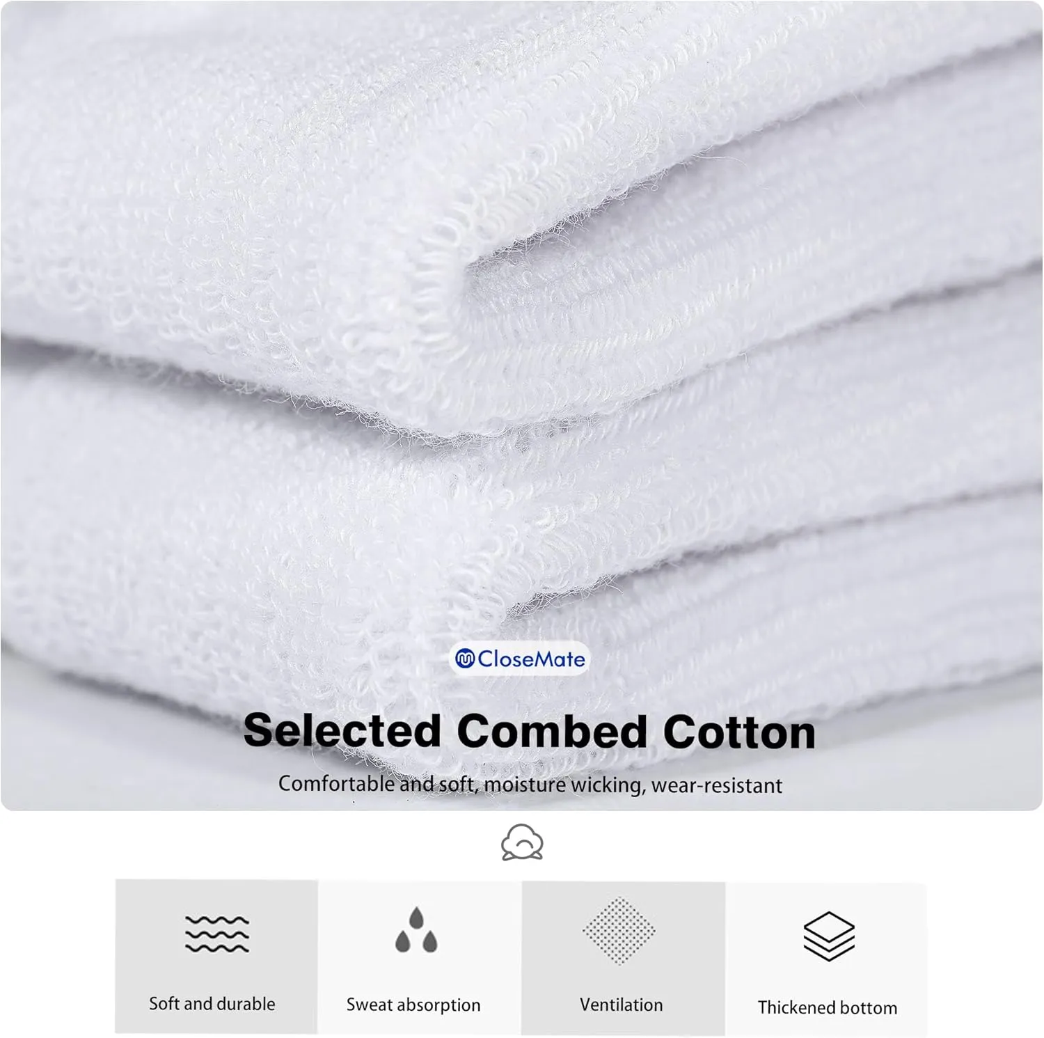 CLOSEMATE Comfortable Cotton Cushioned Ankle Low Cut Socks for Men Women Non Slip and Breathable for Running 6 Pairs