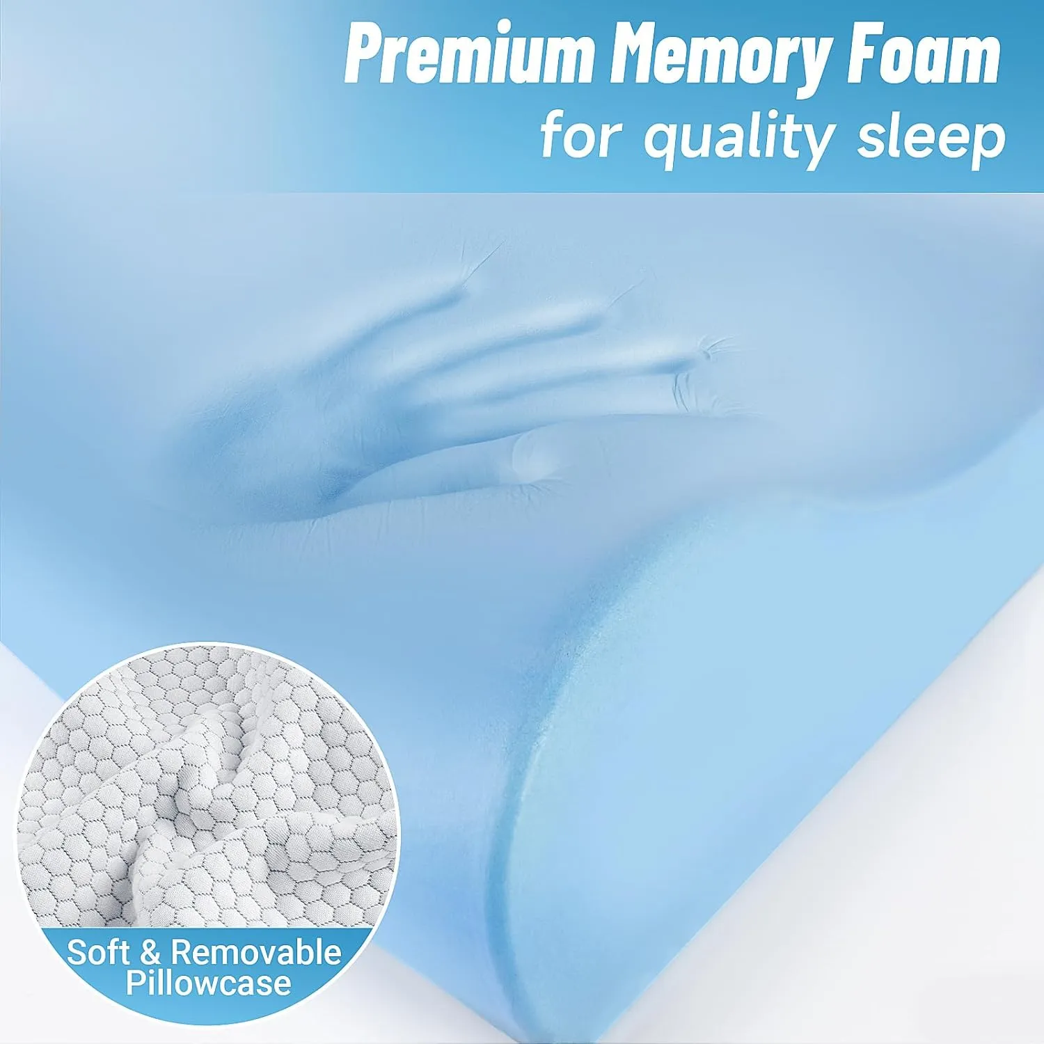 CloudBliss Memory Foam Pillow, Ergonomic Neck Contour Cervical Pillow for Neck and Shoulder Pain, Orthopedic Pillow for Neck Pain Relief, for Sleeping Side, Back, Stomach Sleepers - Grey, Queen