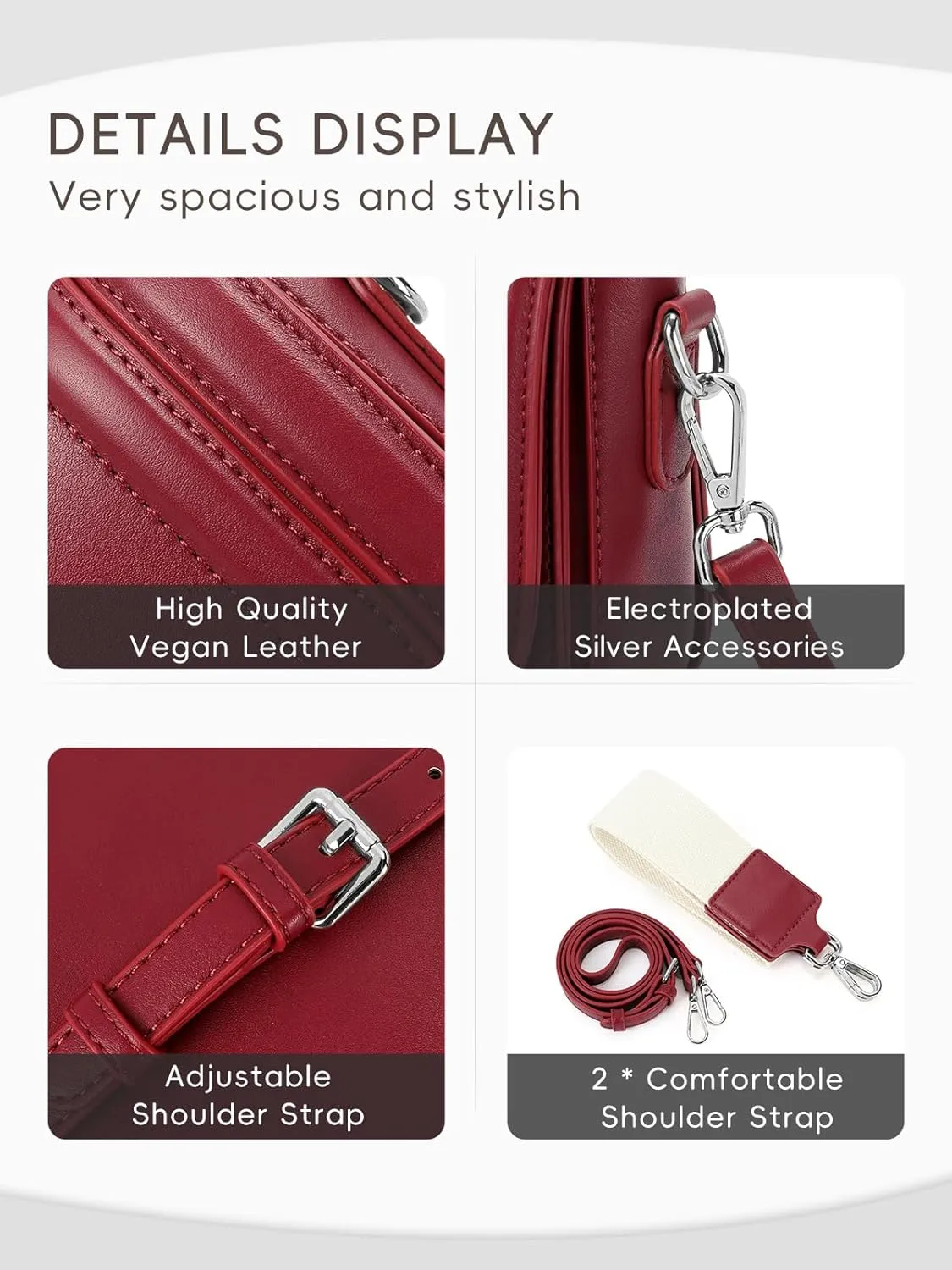 CLUCI Small Purses for Women Trendy,Vegan leather Shoulder Bag Crossbody Bags for Women With 2 Shoulder Straps