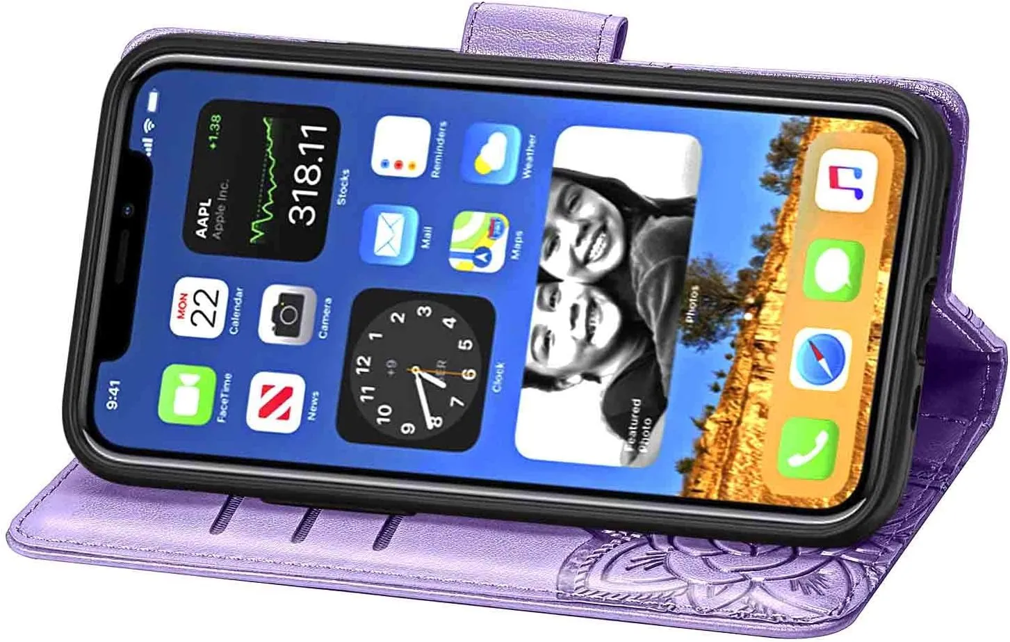 Compatible with iPhone 12 Mini Case 5.4 inch(2020),Wallet Case for Women and Girls,Premium Strap with Card Holder,3D Embossed Butterfly,Pu Leather Flip-Blue