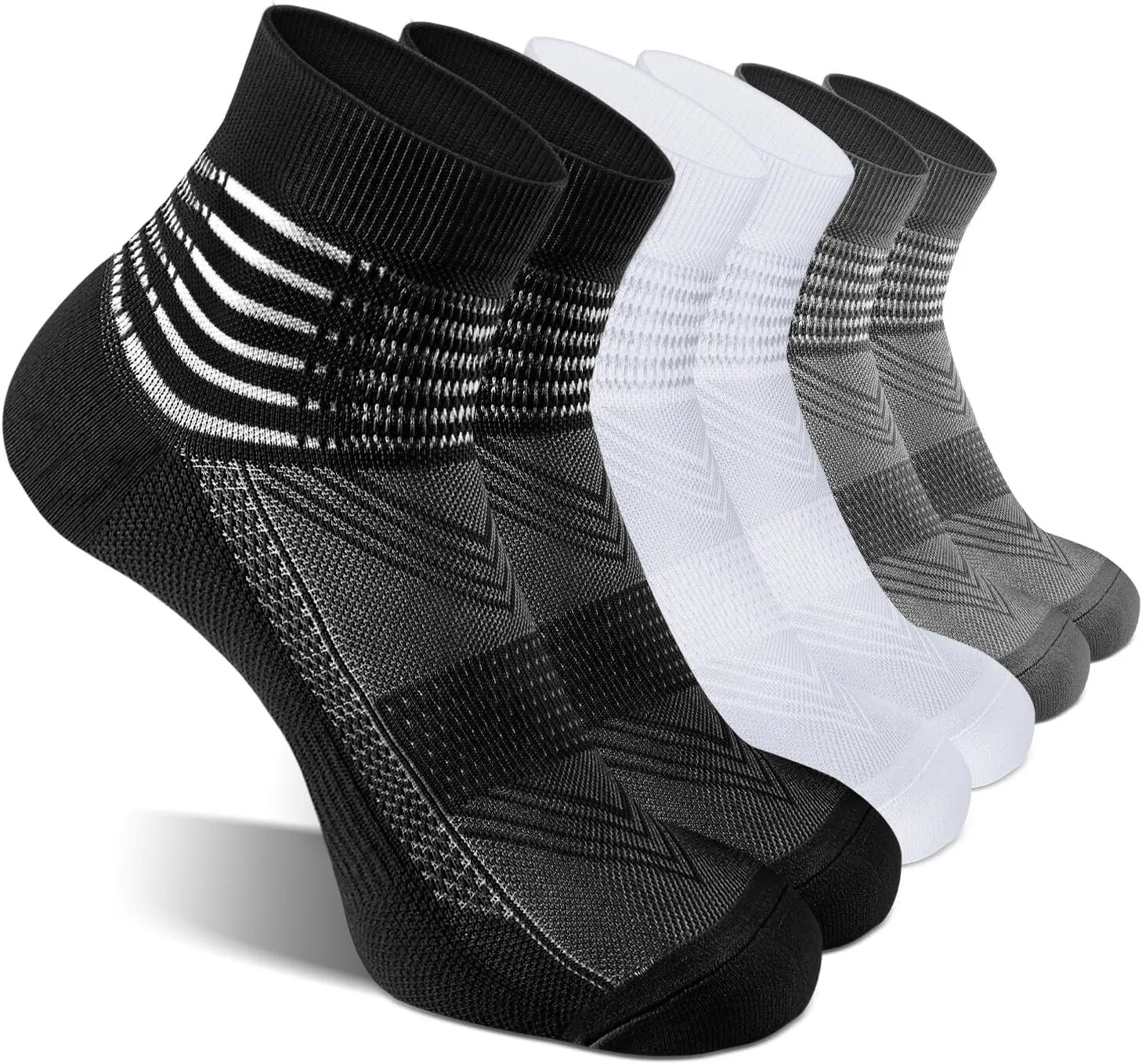 Compression Ankle Support Socks Coolmax Wicking Cushioned Athletic Plantar Fasciitis Relief Men Women 2/3/6 Pairs