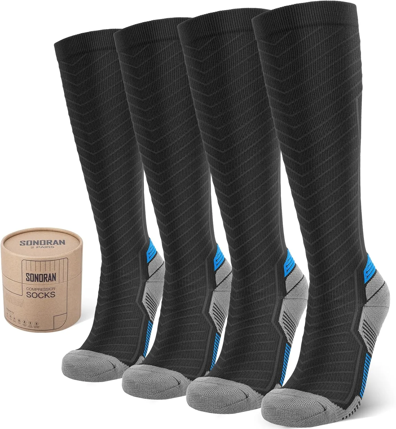 Compression Socks for Men & Women (2/4/6 Pairs) 20-30 mmHg Graduated Compression Knee High for Running, Athletic