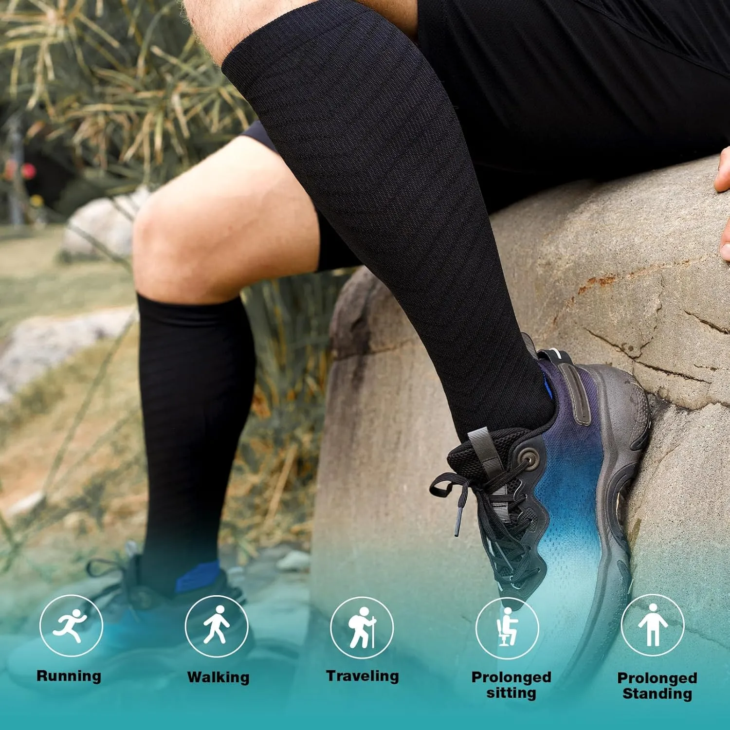 Compression Socks for Men & Women (2/4/6 Pairs) 20-30 mmHg Graduated Compression Knee High for Running, Athletic