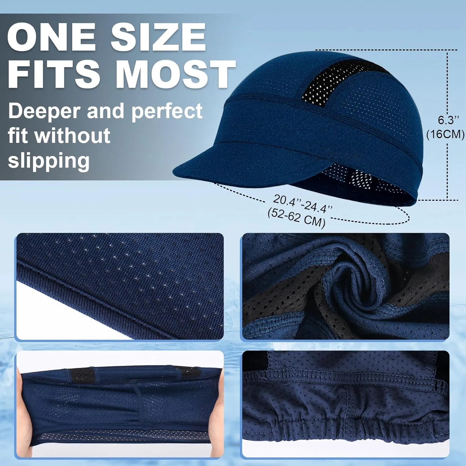 Cooling Skull Cap Helmet Liner, Sweat Wicking Cycling Cap Under Helmet Mesh Bike Hat for Men Women