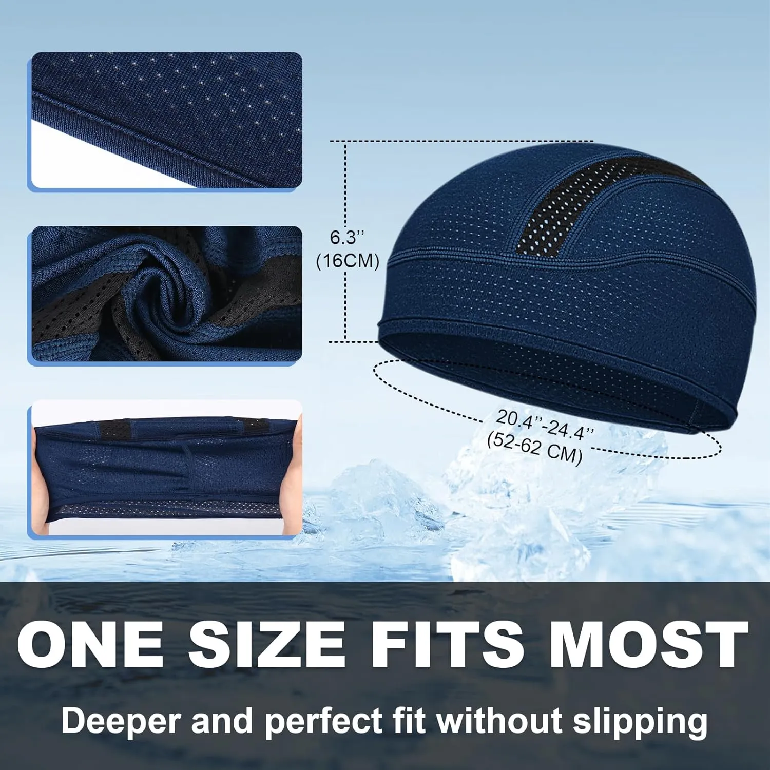 Cooling Skull Cap Helmet Liner, Sweat Wicking Cycling Cap Under Helmet Mesh Bike Hat for Men Women