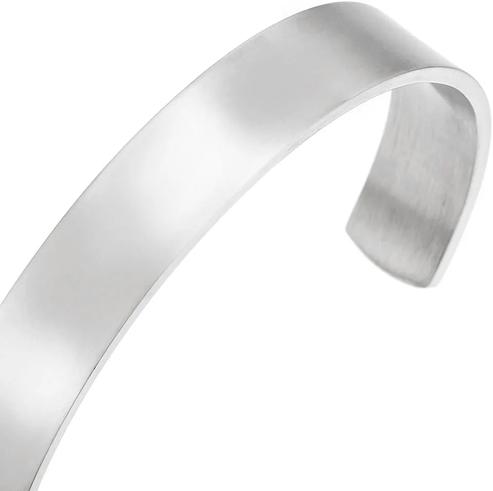 COOLSTEELANDBEYOND Stainless Steel Adjustable Cuff Bangle Bracelet for Men Women Minimalist