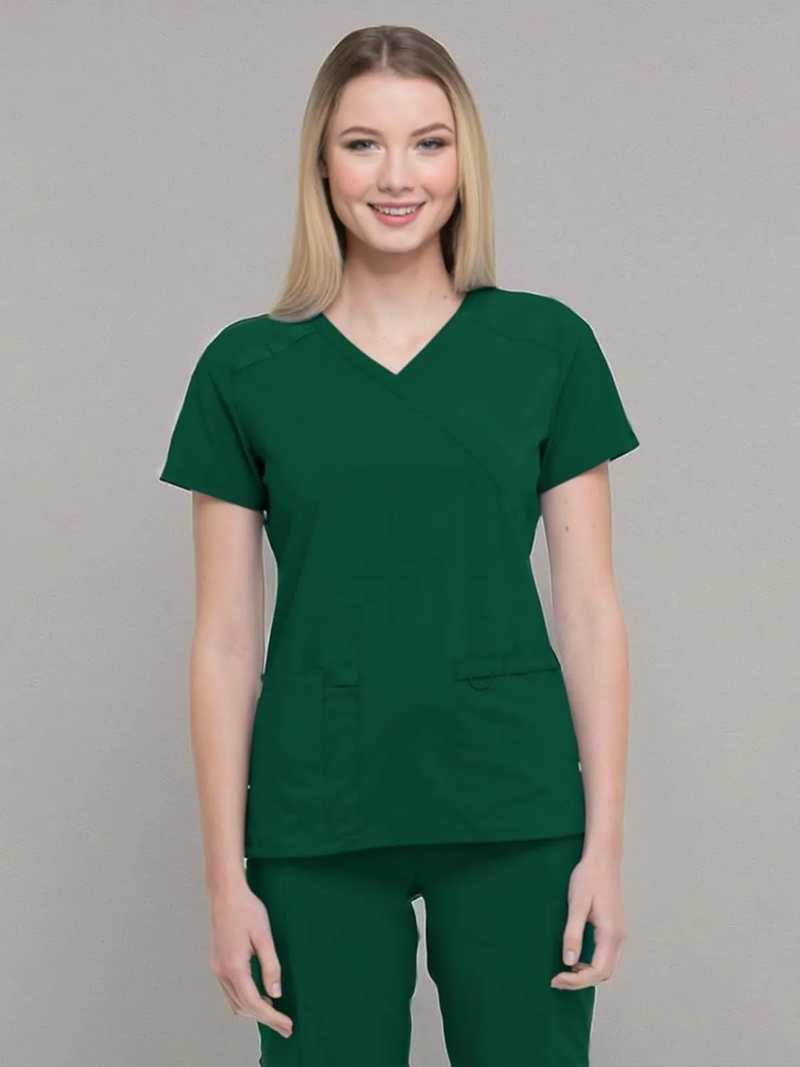 Dickies EDS Essentials, Mock Wrap Top Scrubs for Women with Four-Way Stretch and Moisture Wicking DK625