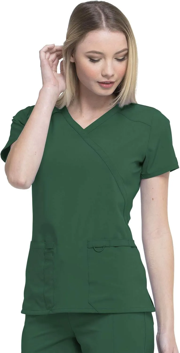 Dickies EDS Essentials, Mock Wrap Top Scrubs for Women with Four-Way Stretch and Moisture Wicking DK625
