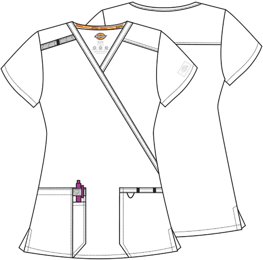 Dickies EDS Essentials, Mock Wrap Top Scrubs for Women with Four-Way Stretch and Moisture Wicking DK625