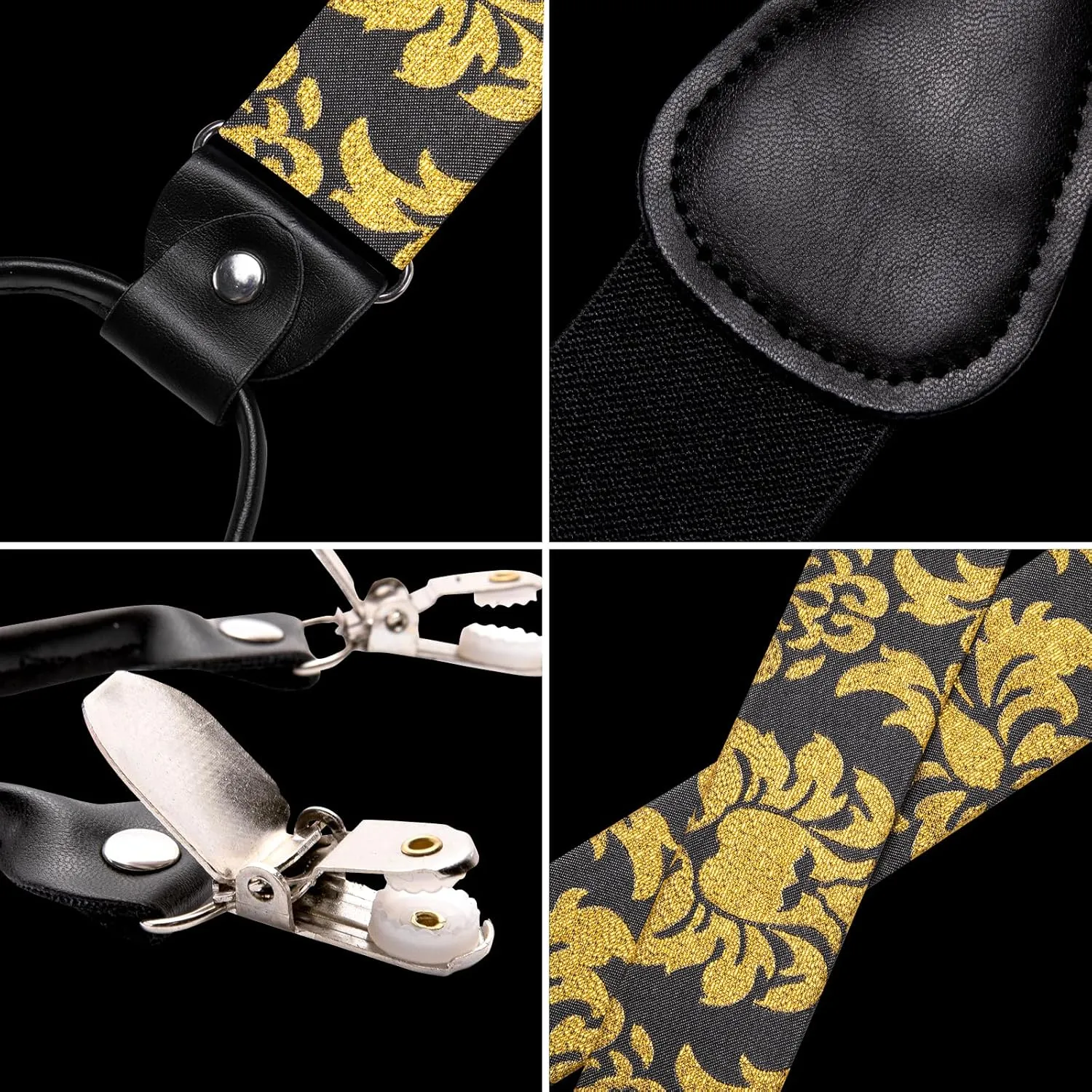 Dubulle Suspender and Bow Tie for Men Paisley Solid Mens Suit Braces Pretied Bowtie and Handkerchief Cufflinks Formal Wedding