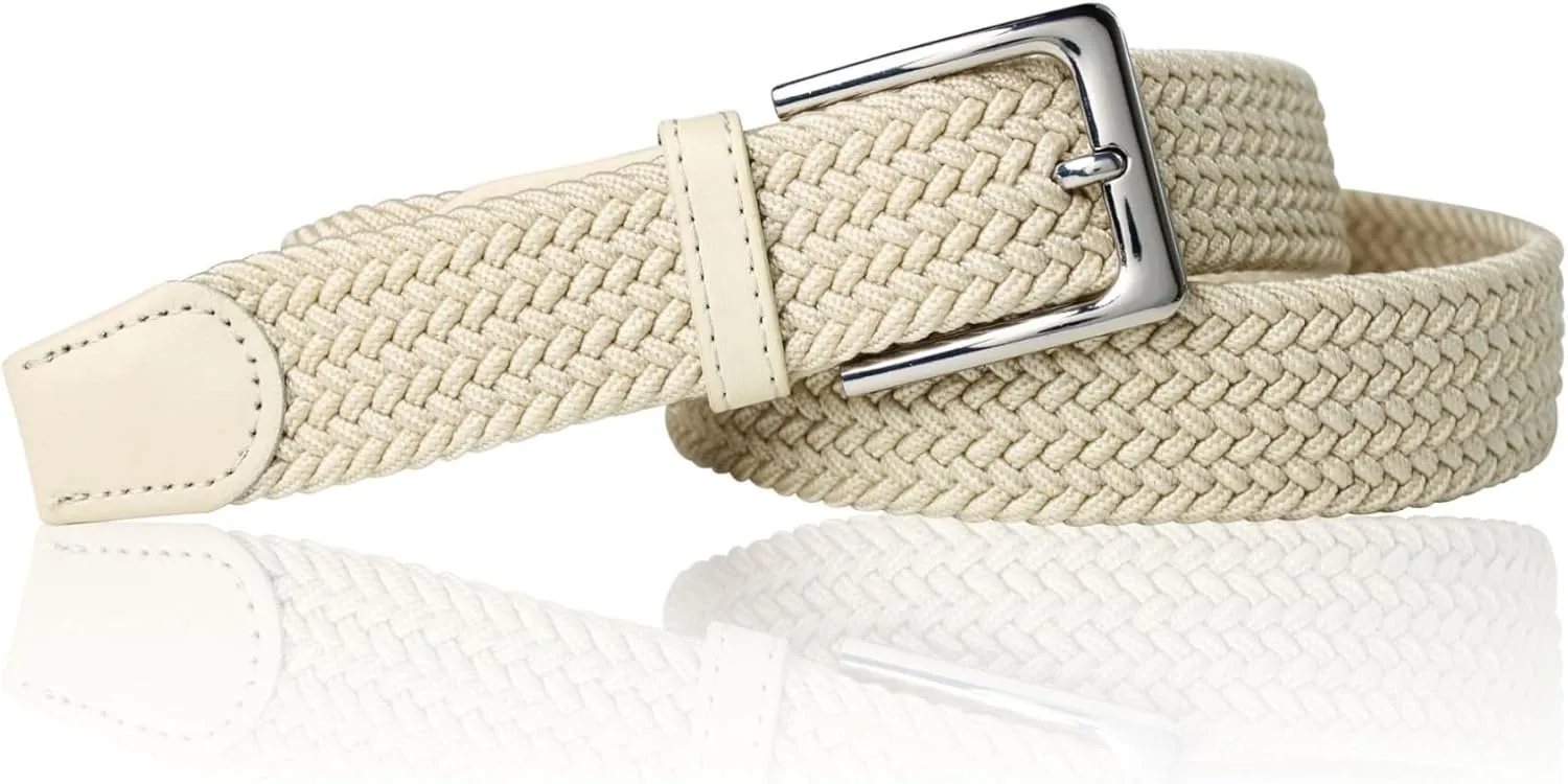 Elastic Braided Belt Adjustable Plus Size Black 1.4 inches
