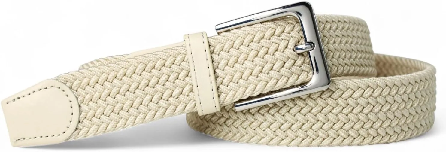 Elastic Braided Belt Adjustable Plus Size Black 1.4 inches